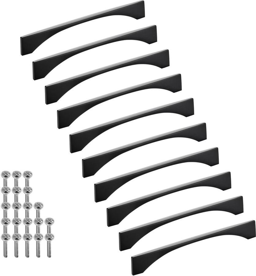 Sotech 10 stuks aluminium meubelgrepen BLACKLINE XIV BA 160 mm mat zwart (lengte 179 mm breedte 4 mm hoogte 25 mm) design dressoirgrepen