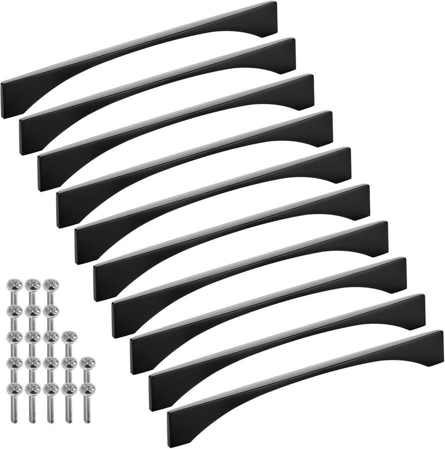 Sotech 10 stuks aluminium meubelgrepen BLACKLINE XIV BA 192 mm mat zwart (lengte 213 mm breedte 4 mm hoogte 26 mm) designgrepen