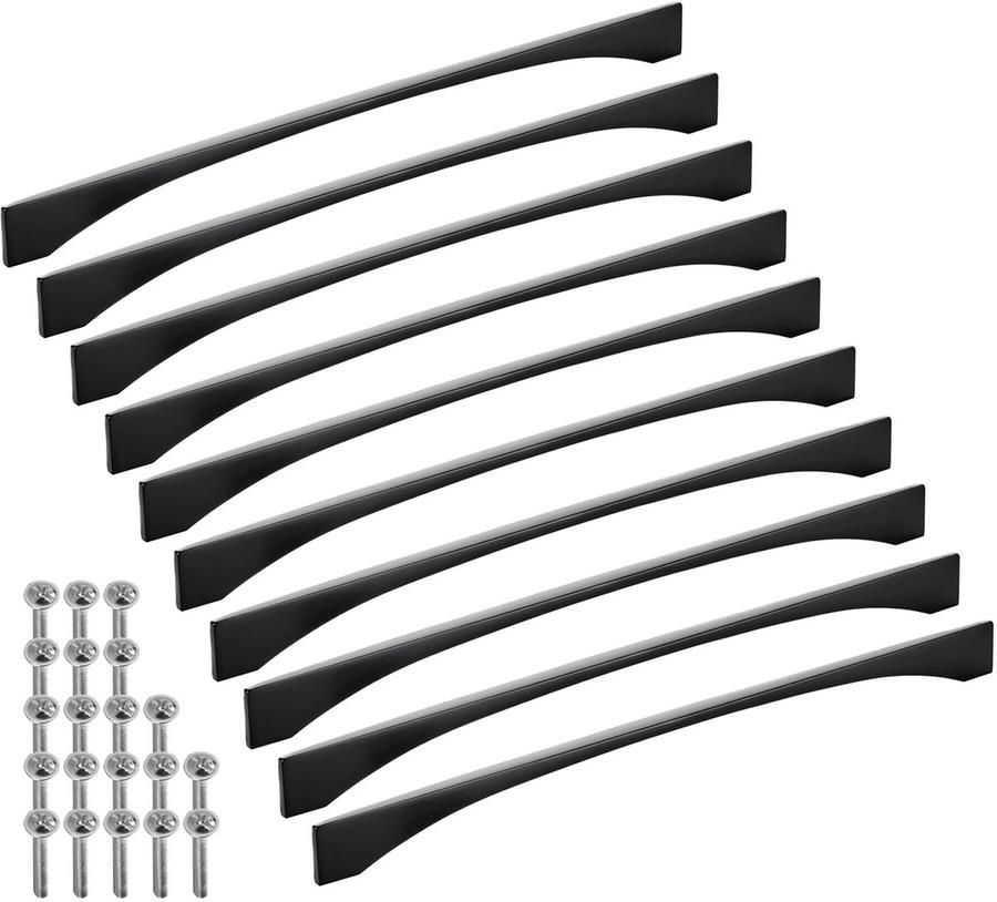 Sotech 10 stuks aluminium meubelgrepen BLACKLINE XIV BA 320 mm mat zwart (lengte 341 mm breedte 4 mm hoogte 26 mm) design keukengrepen