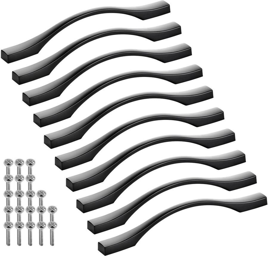 Sotech 10 stuks aluminium meubelgrepen BLACKLINE XV BA 128 mm mat zwart (lengte 164 mm breedte 13 5 mm hoogte 24 mm) ladegrepen vitrinekastgrepen