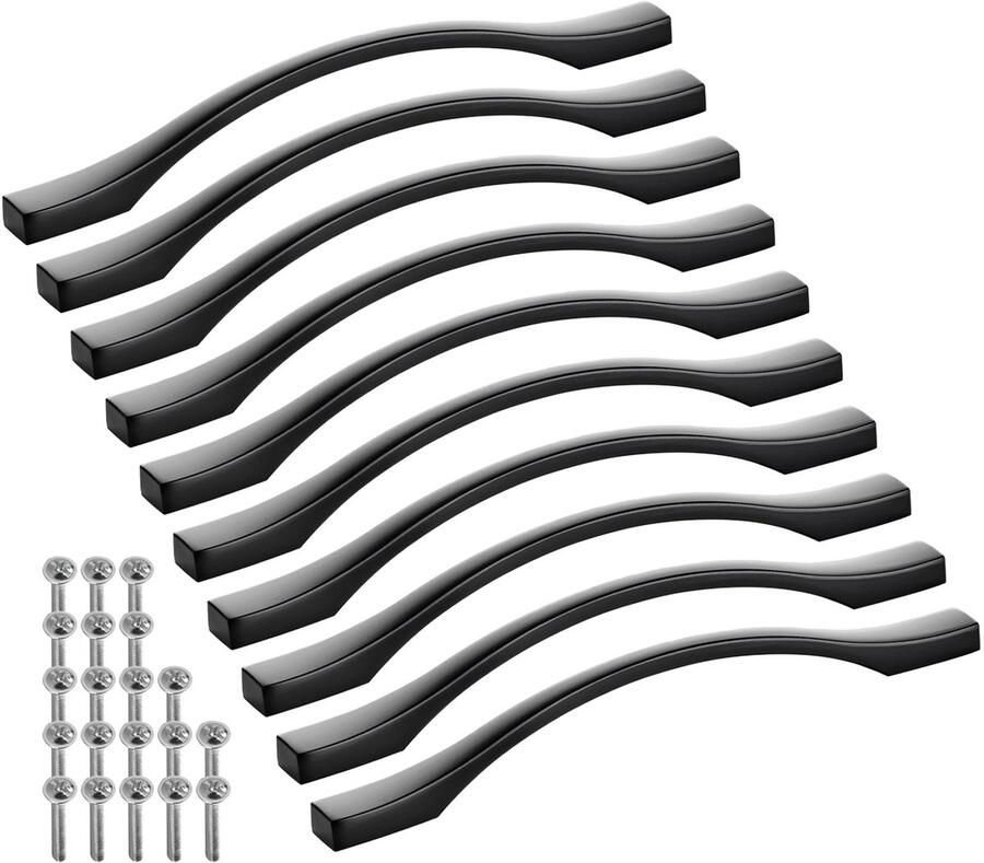 Sotech 10 stuks aluminium meubelgrepen BLACKLINE XV BA 160 mm mat zwart (lengte 196 mm breedte 13 5 mm hoogte 26 mm) keukengrepen dressoirgrepen