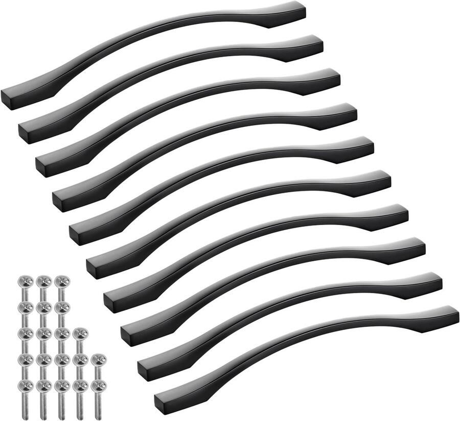 Sotech 10 stuks aluminium meubelgrepen BLACKLINE XV BA 192 mm mat zwart (lengte 228 mm breedte 13 5 mm hoogte 26 mm) vitrinekastgrepen