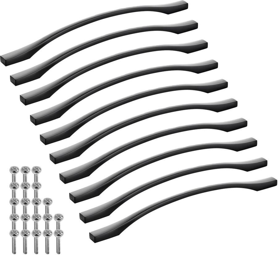 Sotech 10 stuks aluminium meubelgrepen BLACKLINE XV BA 256 mm mat zwart (lengte 292 mm breedte 13 5 mm hoogte 30 mm) kastdeurgrepen beugelgrepen