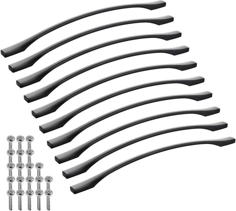 Sotech 10 stuks aluminium meubelgrepen BLACKLINE XV BA 320 mm mat zwart (lengte 356 mm breedte 13 5 mm hoogte 30 mm) beugelgrepen keukengrepen