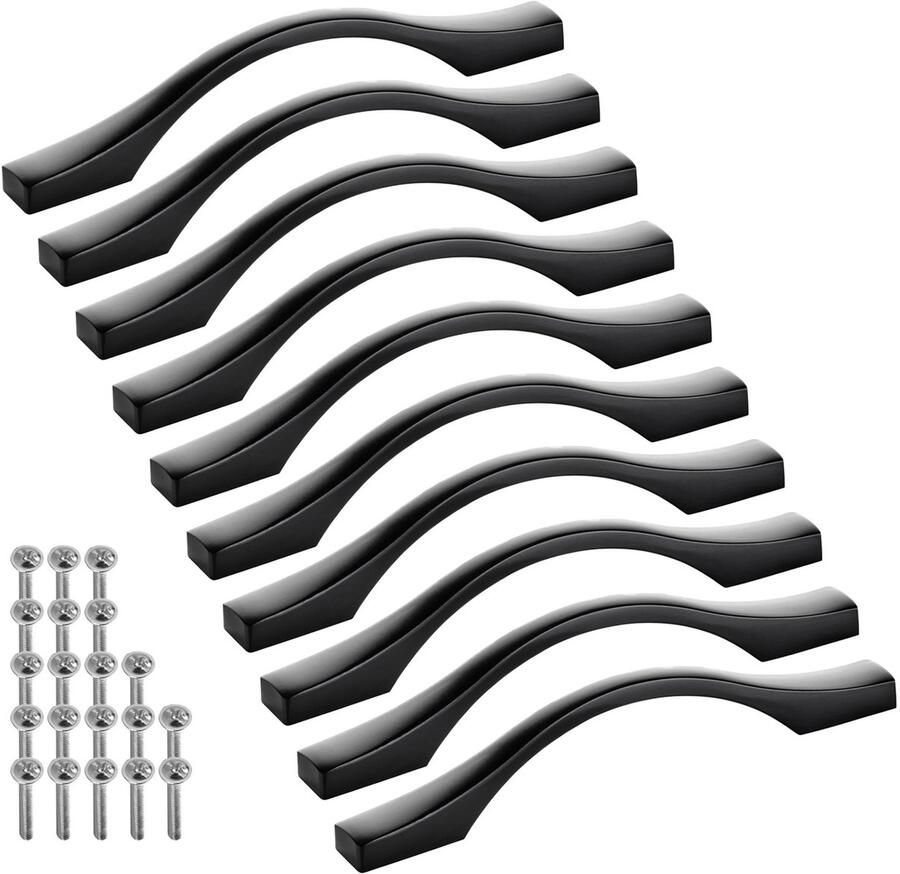 Sotech 10 stuks aluminium meubelgrepen BLACKLINE XV BA 96 mm mat zwart (lengte 127 mm breedte 13 5 mm hoogte 30 mm) ladegrepen keukengrepen