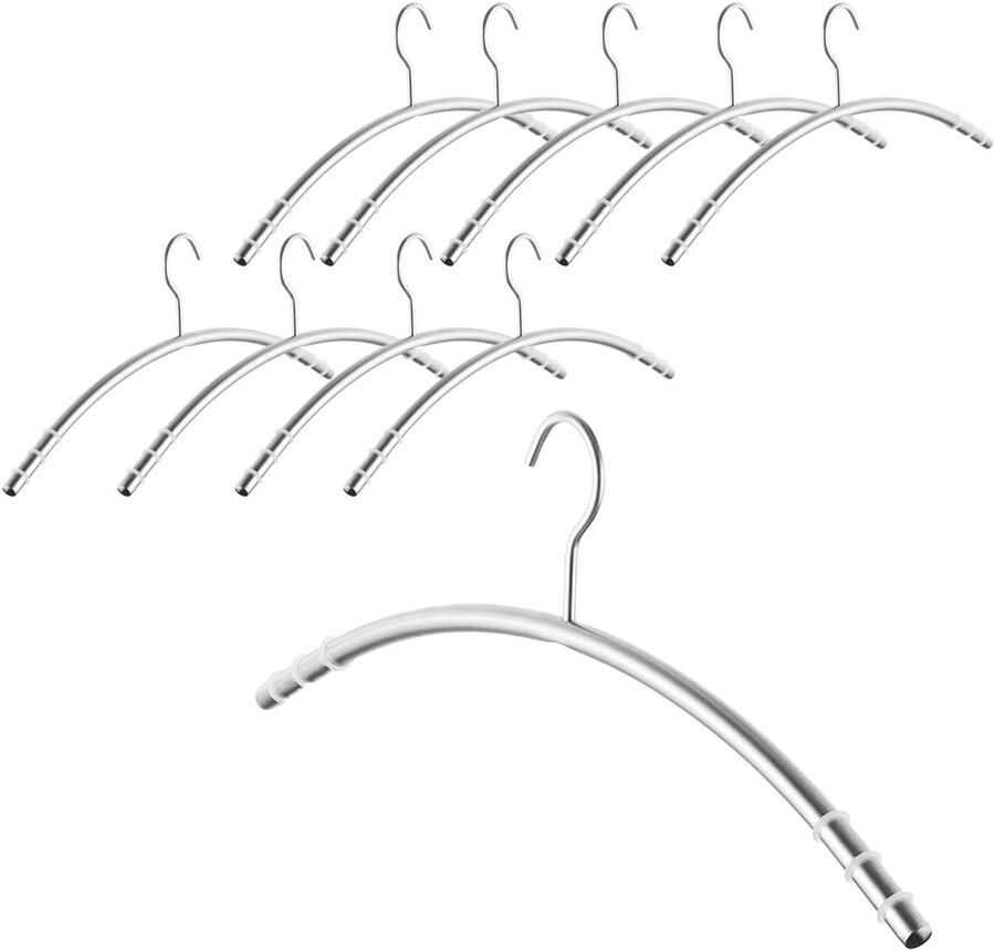 Sotech 10 stuks design kledinghangers van roestvrij staal SS201 met antislipringen (haken 360 graden draaibaar massieve ronde buis Ø 12 mm x 433 mm geborsteld)