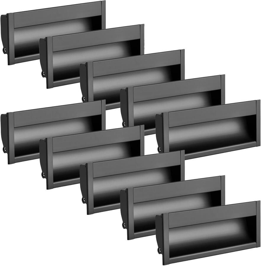 Sotech 10 stuks Inbouwhandgrepen EL-12 130 x 47 5 mm Boorgatafstand (BA) 96 mm Zwart mat aluminium schaalgrepen Meubelgrepen voor inbouw