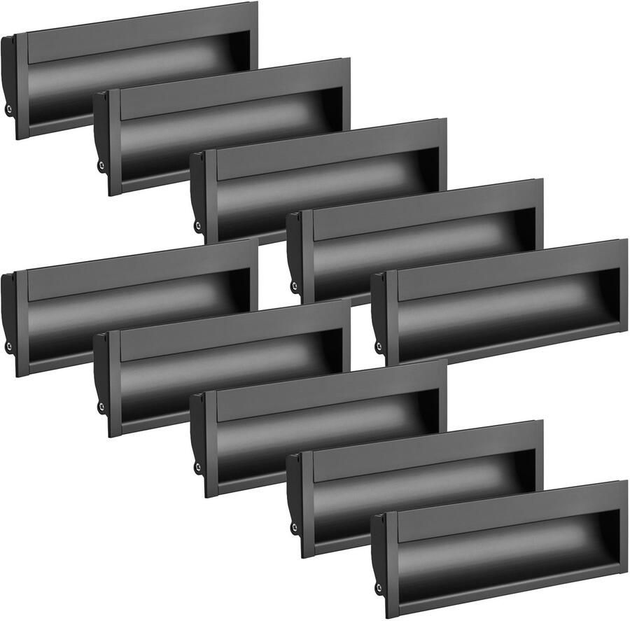 Sotech 10 stuks Inbouwhandgrepen EL-12 162 x 47 5 mm Boorgatafstand (BA) 128 mm zwart mat aluminium schaalgrepen Meubelgrepen voor uitsparingen