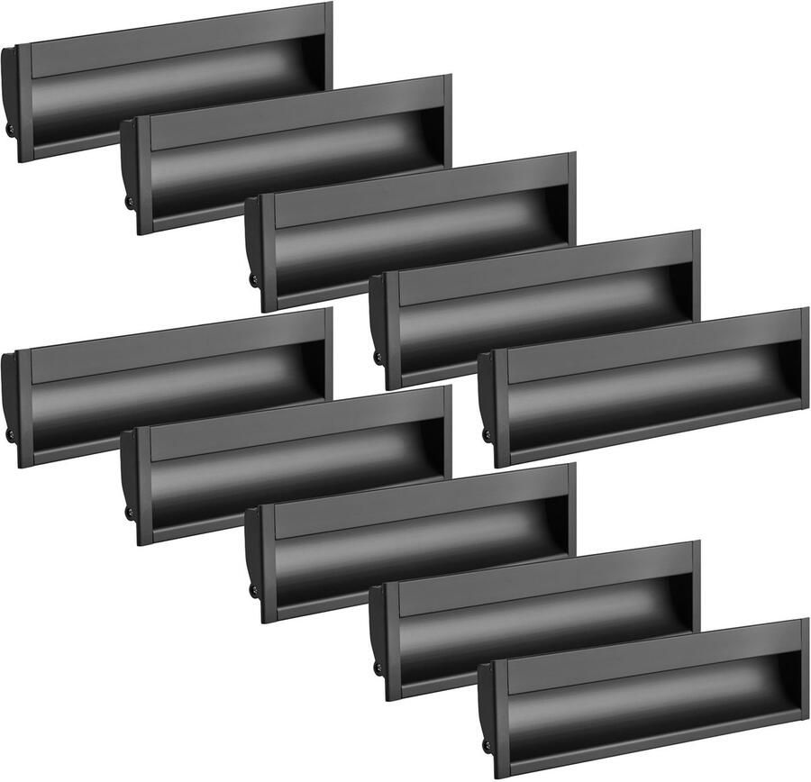 Sotech 10 stuks Inbouwhandgrepen EL-12 194 x 47 5 mm boorgatafstand (BA) 160 mm zwart mat aluminium schaalgrepen Meubelgrepen voor inbouw