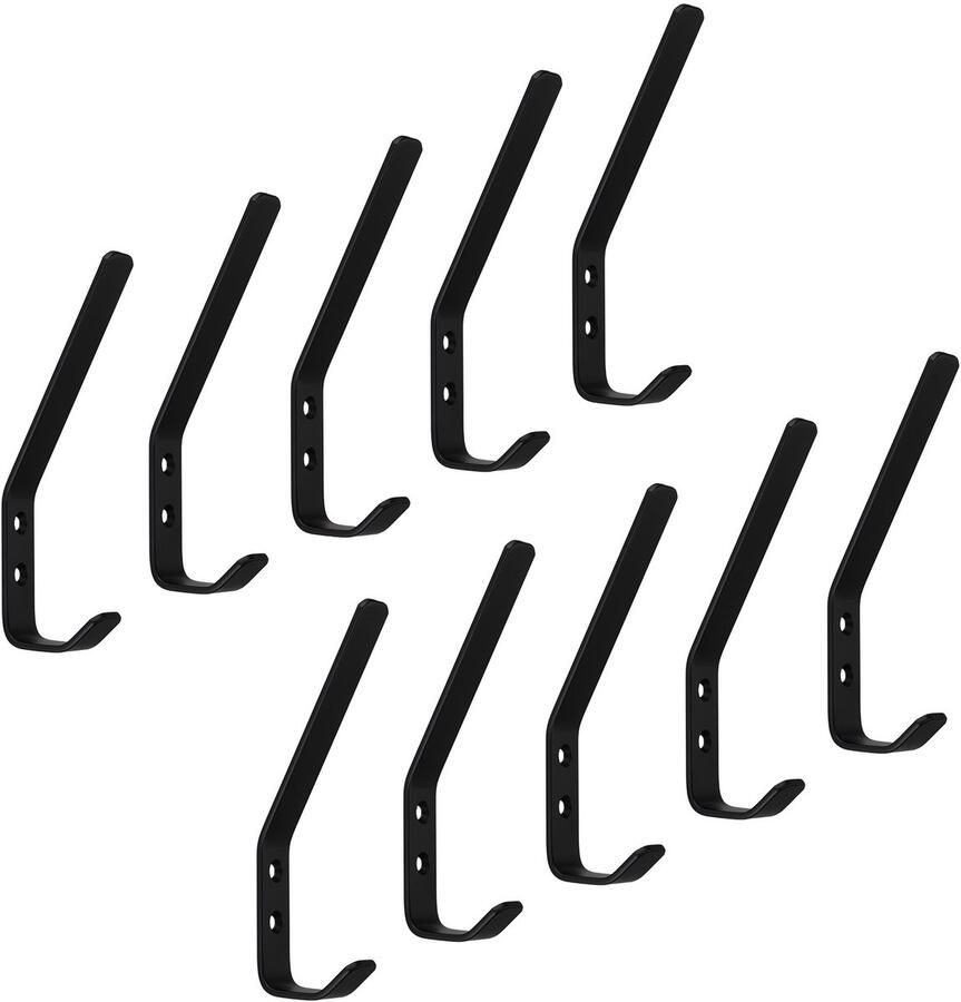 Sotech 10 stuks Kapstokhaken ALBA echt roestvrij staal 150 x 20 mm zwart Kapstokhaken van