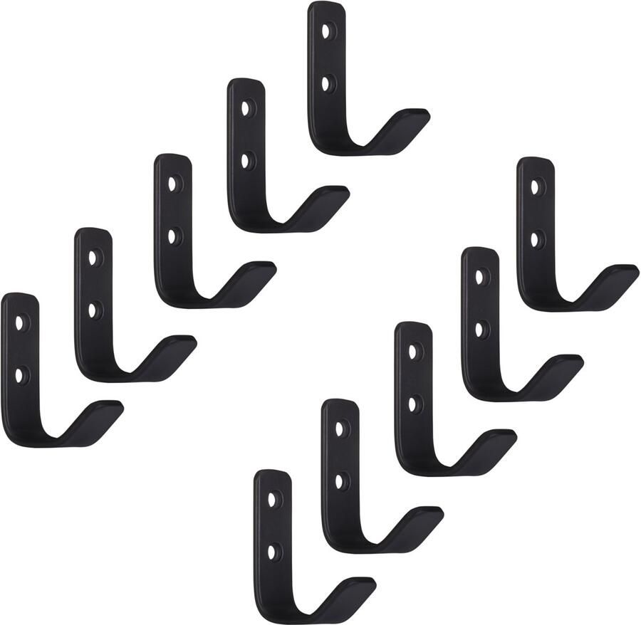 Sotech 10 stuks Kapstokhaken ALBA echt roestvrij staal 58 x 20 mm zwart mat van