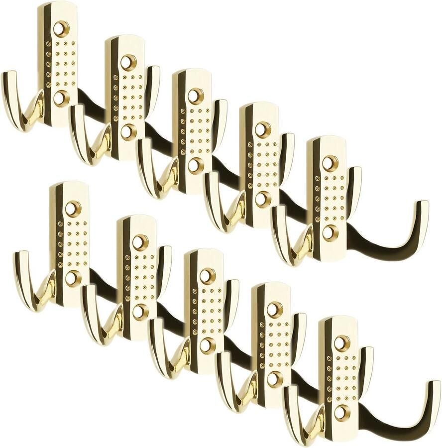 Sotech 10 stuks Kapstokhaken JASMIN STRONG Kort Messing Afwerking Nieuwe solide uitvoering voor garderobes