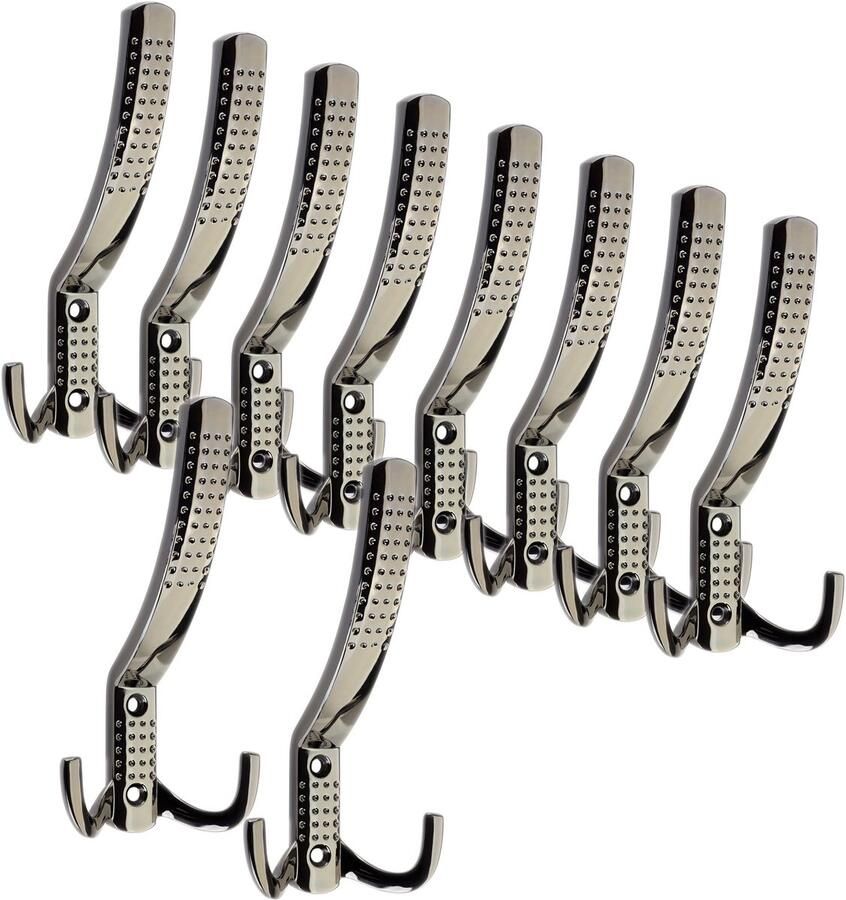 Sotech 10 stuks Kapstokhaken JASMIN STRONG Lang Chroom donker Nieuwe solide uitvoering haken voor garderobes