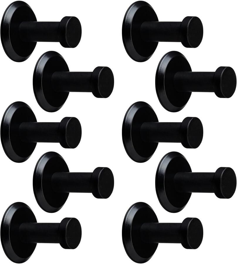 Sotech 10 stuks kapstokhaken Talea RVS zwart gepoederlakt lengte: 33 mm incl. plaatje en bevestigingsset