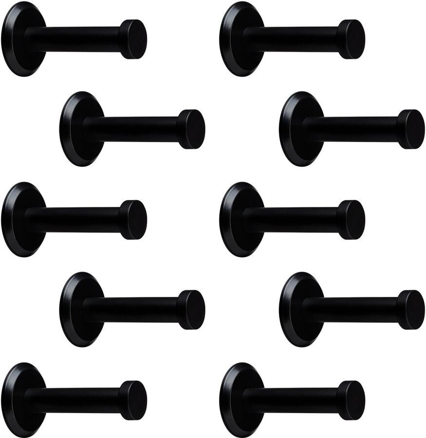 Sotech 10 stuks kapstokhaken Talea RVS zwart gepoederlakt lengte: 53 mm incl. plaatje en bevestigingsset