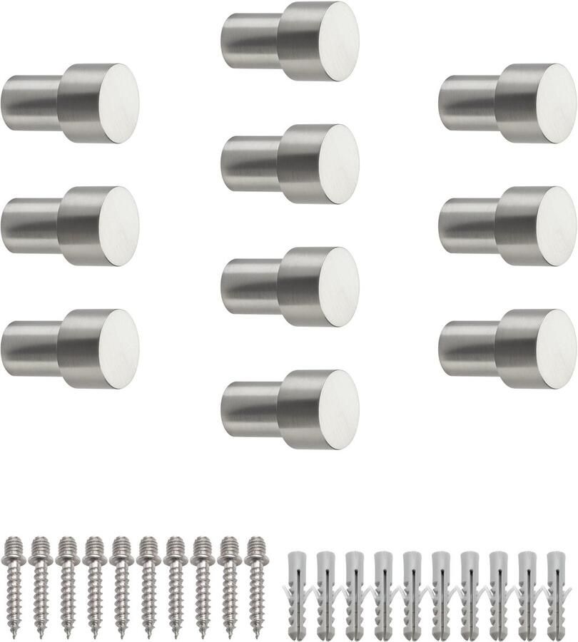 Sotech 10 stuks kapstokhaken Tuula I RVS geborsteld lengte: 30 mm incl. bevestigingsset