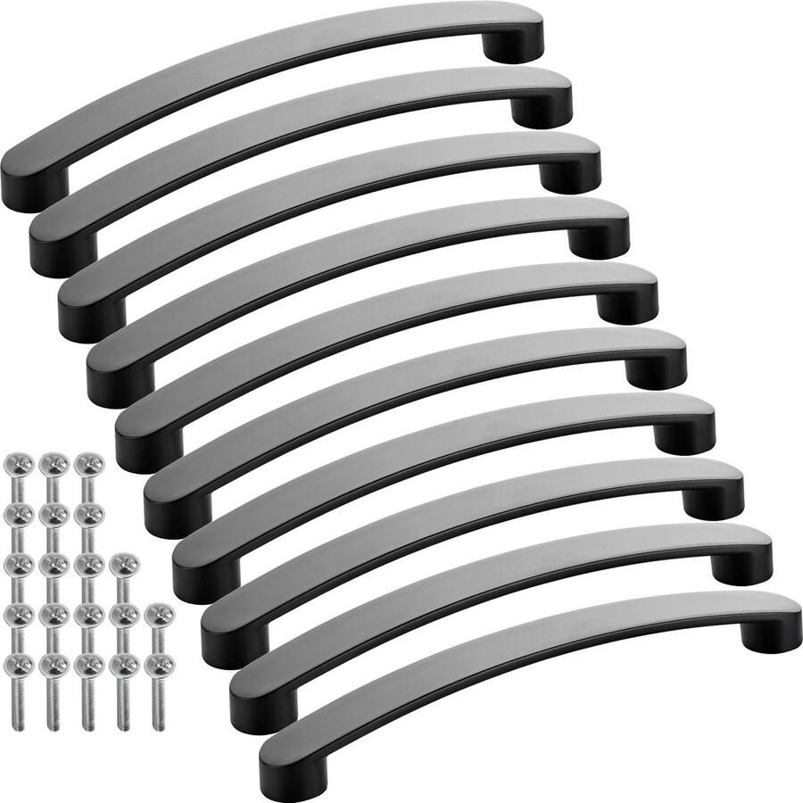 Sotech 10 stuks meubelgrepen BLACKLINE VI BA 160 mm mat zwart (lengte 178 mm breedte 19 mm hoogte 25 mm) aluminium vitrinegrepen