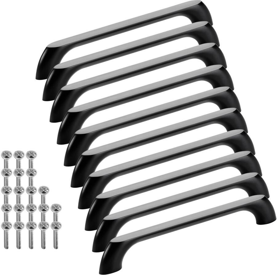 Sotech 10 stuks meubelgrepen BLACKLINE VII BA 160 mm mat zwart (lengte 182 mm breedte 11 5 mm hoogte 27 mm) aluminium beugelgrepen