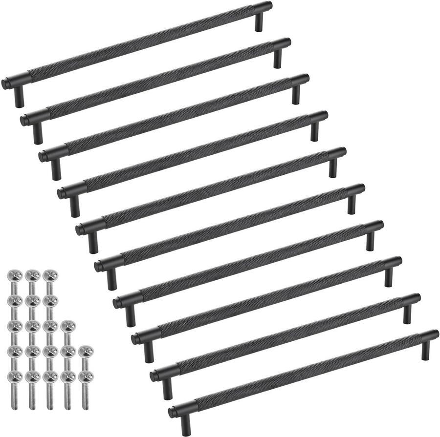 Sotech 10 stuks meubelgrepen BLACKLINE VIII BA 320 mm mat zwart (lengte 352 mm diameter 14 mm hoogte 35 mm) beugelgrepen van aluminium