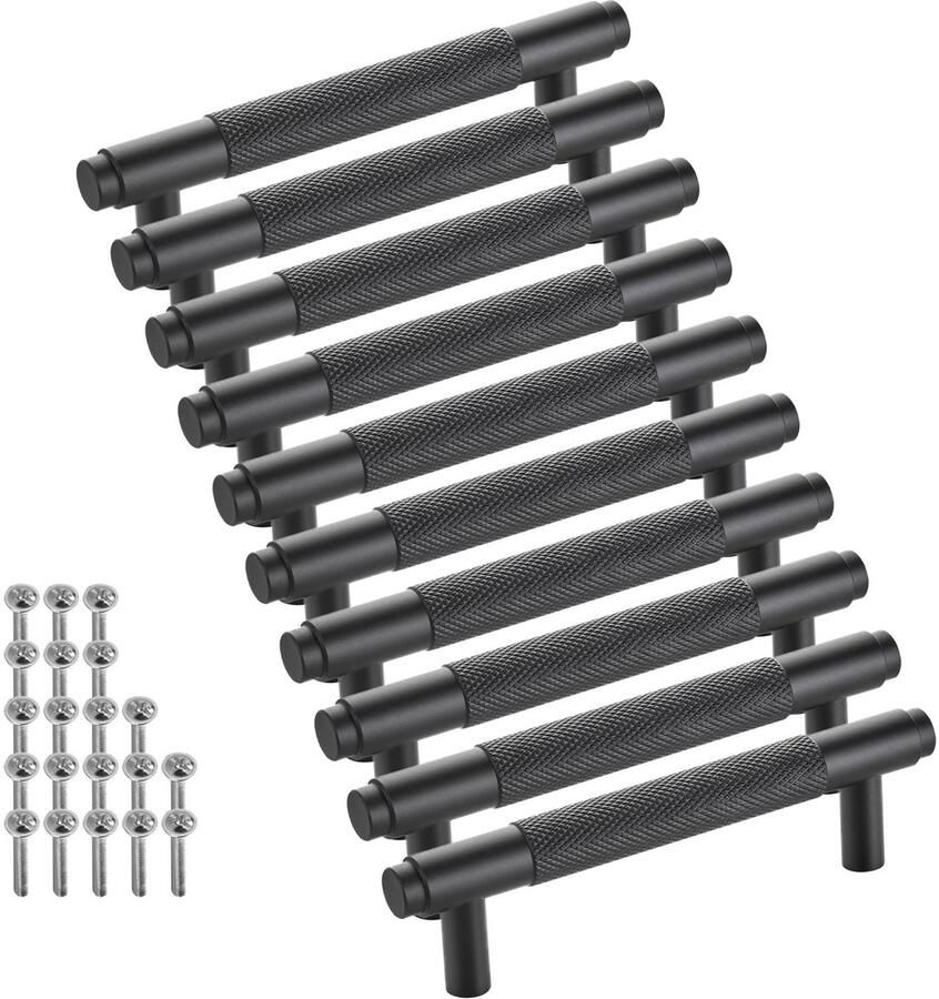 Sotech 10 stuks meubelgrepen BLACKLINE VIII BA 96 mm mat zwart (lengte 128 mm diameter 14 mm hoogte 35 mm) ladegrepen van aluminium