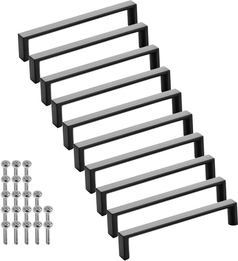 Sotech 10 stuks meubelgrepen BLACKLINE XI BA 128 mm mat zwart (lengte 135 mm breedte 12 mm hoogte 27 mm) aluminium ladegrepen