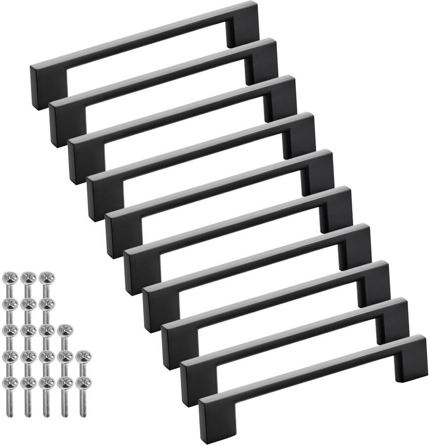 Sotech 10 stuks meubelgrepen BLACKLINE XII BA 128 mm zwart mat aluminium (lengte 155 mm breedte 9 mm hoogte 28 mm) ladegrepen vitrinekastgrepen