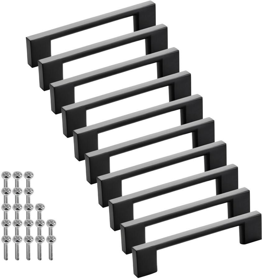 Sotech 10 stuks meubelgrepen BLACKLINE XII BA 96 mm zwart mat aluminium (lengte 121 mm breedte 9 mm hoogte 28 mm) ladegrepen keukengrepen
