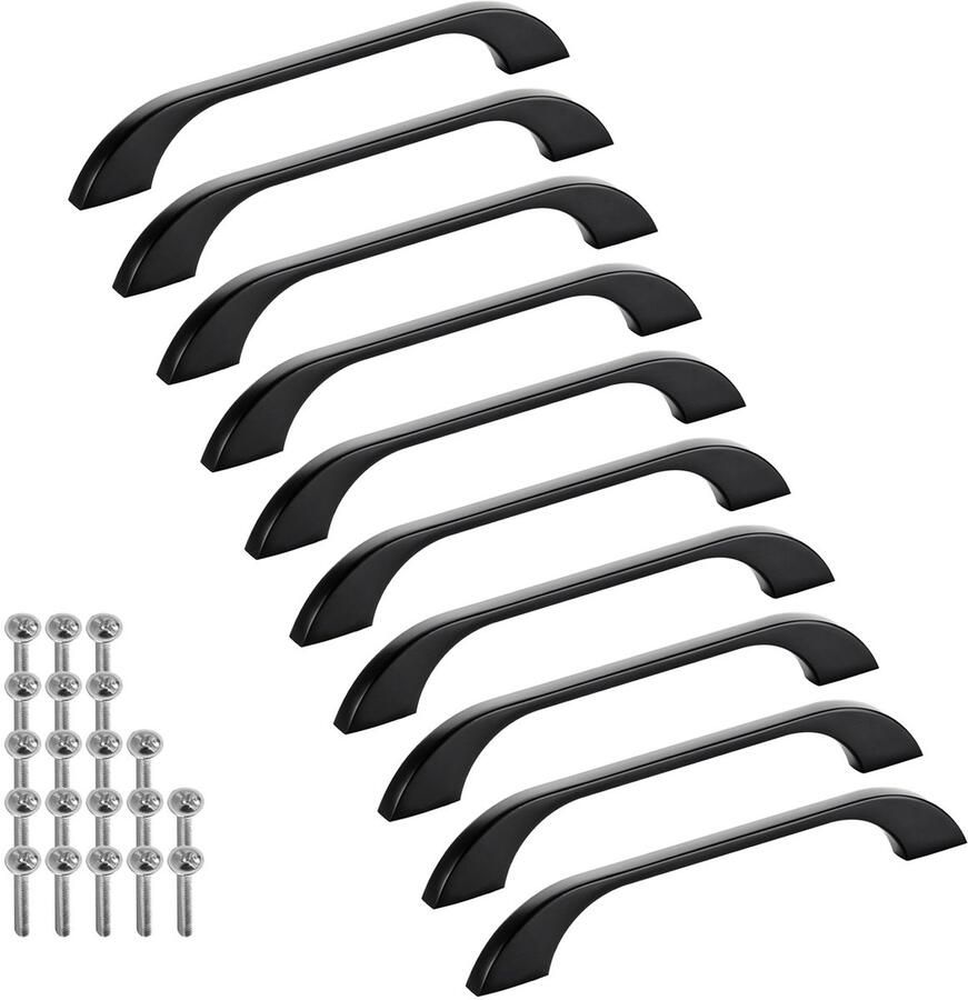 Sotech 10 stuks meubelgrepen BLACKLINE XIII BA 128 mm mat zwart (lengte 167 mm breedte 10 mm hoogte 25 mm) aluminium ladegrepen vitrinekastgrepen