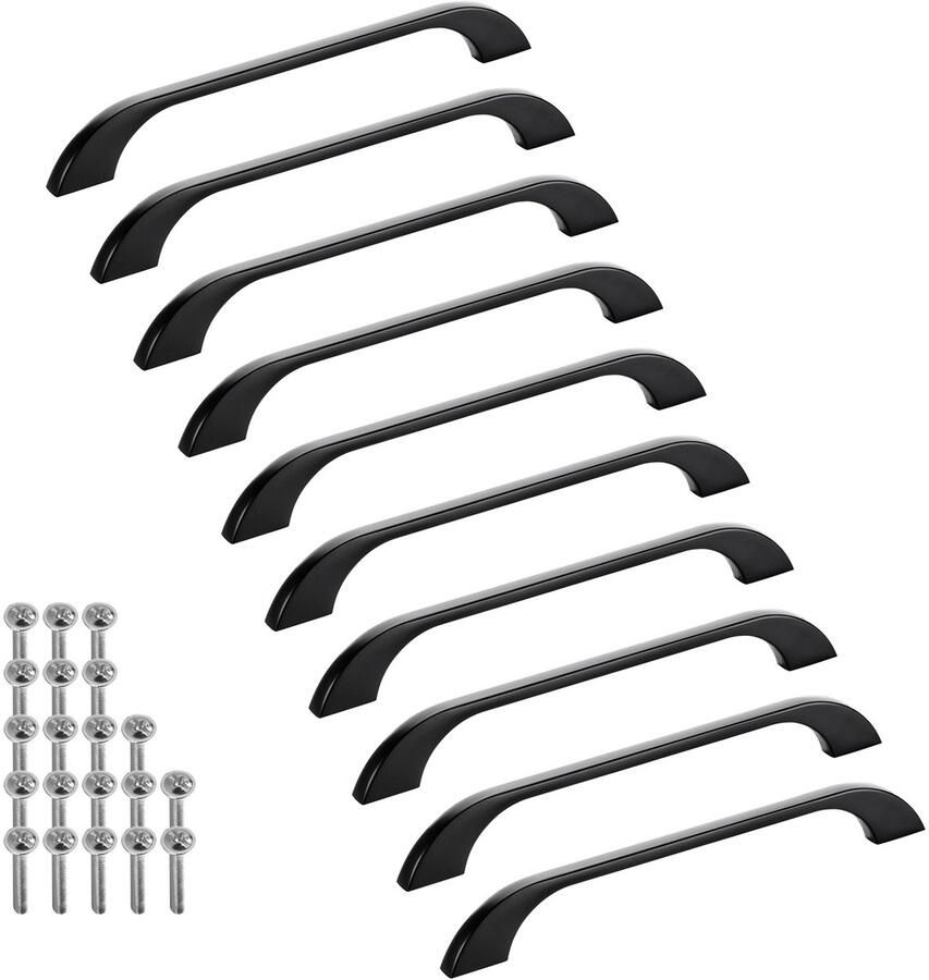 Sotech 10 stuks meubelgrepen BLACKLINE XIII BA 160 mm mat zwart (lengte 198 mm breedte 10 mm hoogte 26 mm) aluminium keukengrepen dressoirgrepen