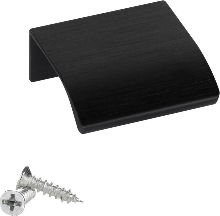 Sotech 5 stuks meubelgrepen Blanket Alex zwart geborsteld 40 mm kastgrepen voor montage aan de binnenzijde van het front incl. bevestigingsschroeven