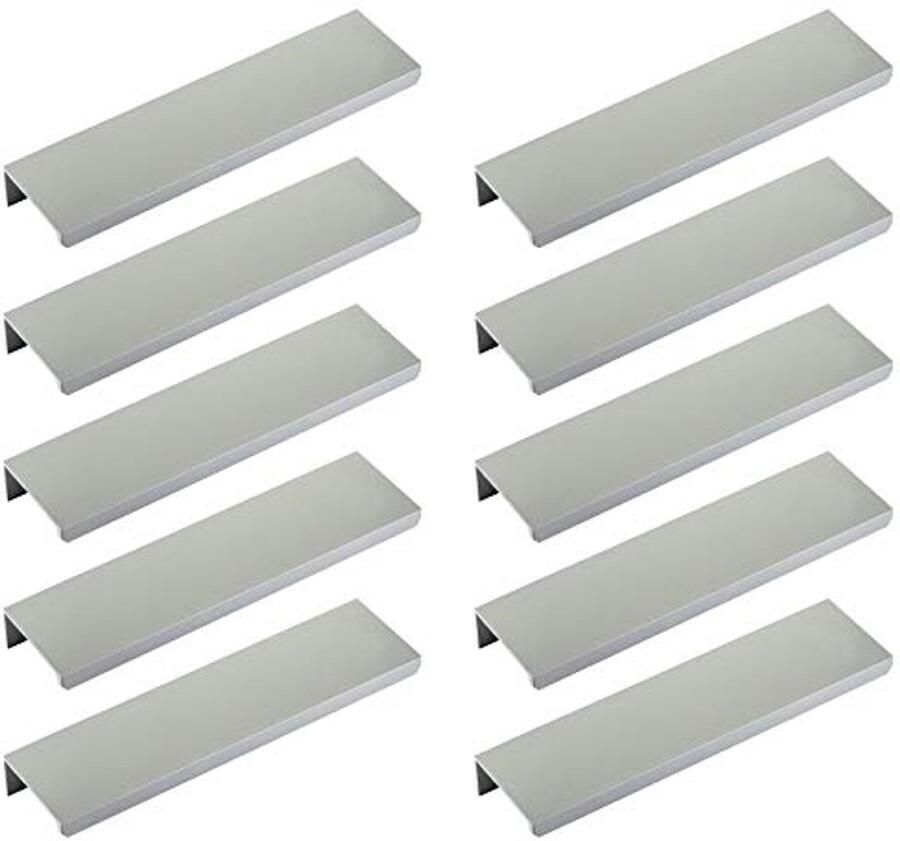 Sotech 10 stuks meubelgrepen Blanket Jane 150 mm chroom mat BA 96 mm kastgrepen voor montage aan de binnenzijde van het front incl. bevestigingsschroeven