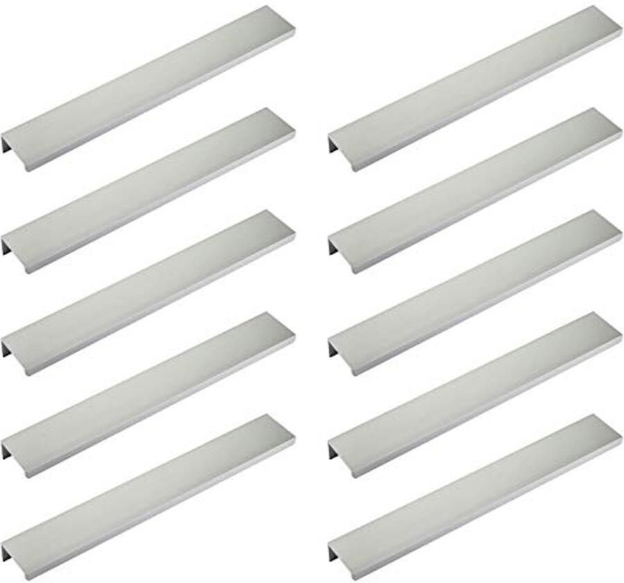 Sotech 10 stuks meubelgrepen Blanket Jane 280 mm mat chroom BA 3 x 80 mm kastgrepen voor montage aan de binnenzijde van het front incl. bevestigingsschroeven