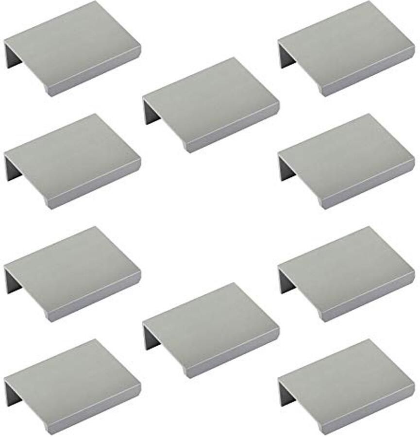 Sotech 10 stuks meubelgrepen Blanket Jane 50 mm chroom mat BA 32 mm kastgrepen voor montage aan de binnenzijde van het front incl. bevestigingsschroeven