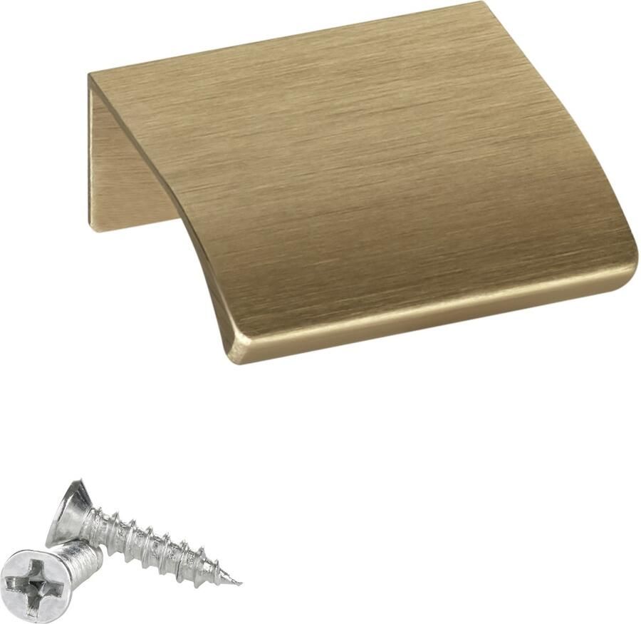 Sotech 10 stuks meubelgrepen deken Alex geborsteld messing look 40 mm Ladegrepen voor binnenmontage aan de voorzijde incl. bevestigingsschroeven