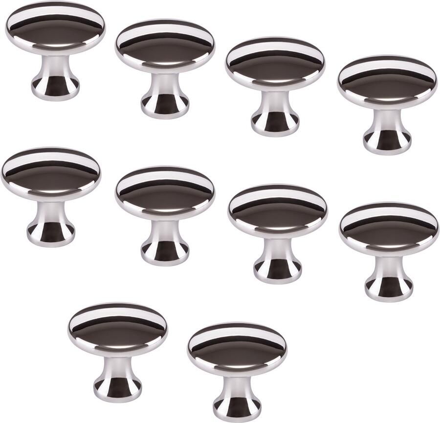 Sotech 10 stuks Meubelknoppen Denise gepolijst chroom Diameter 29 mm Hoogte 25 mm