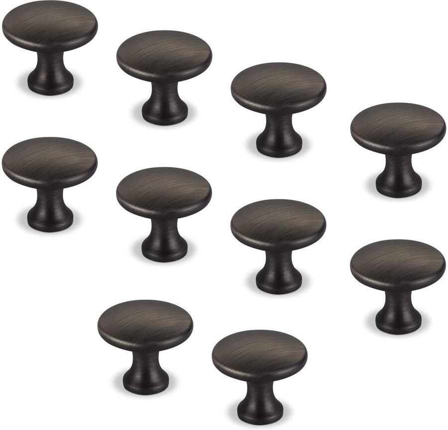 Sotech 10 stuks Meubelknoppen Denise RVS-look donker Diameter 29 mm Hoogte 25 mm