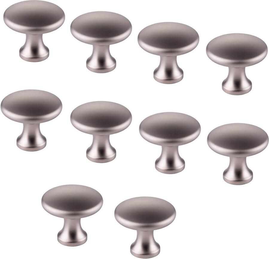 Sotech 10 stuks Meubelknoppen Denise RVS-look mat Diameter 29 mm Hoogte 25 mm