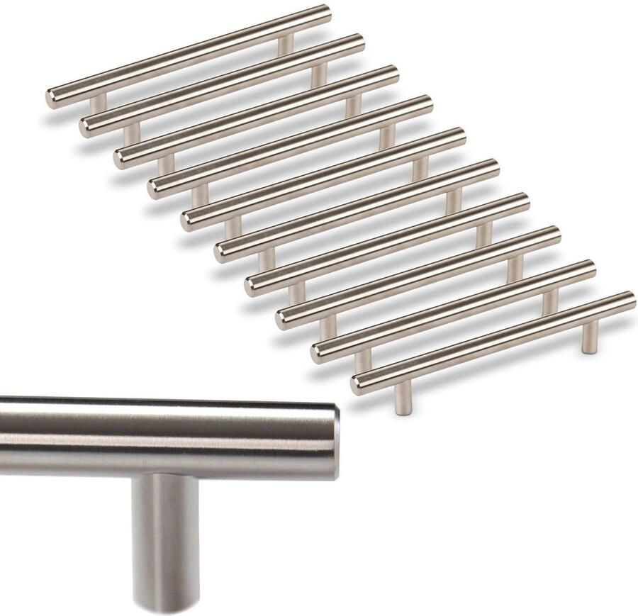 Sotech 10 x Meubelgreep G17 Boorgatafstand 128 mm geborsteld Stanghandgreep relinggreep van