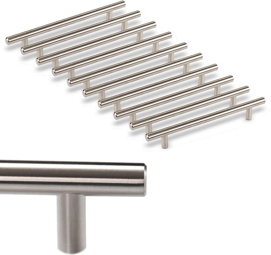 Sotech 10 x Meubelgreep G17 Boorgatafstand 160 mm geborsteld Stanghandgreep relinggreep van