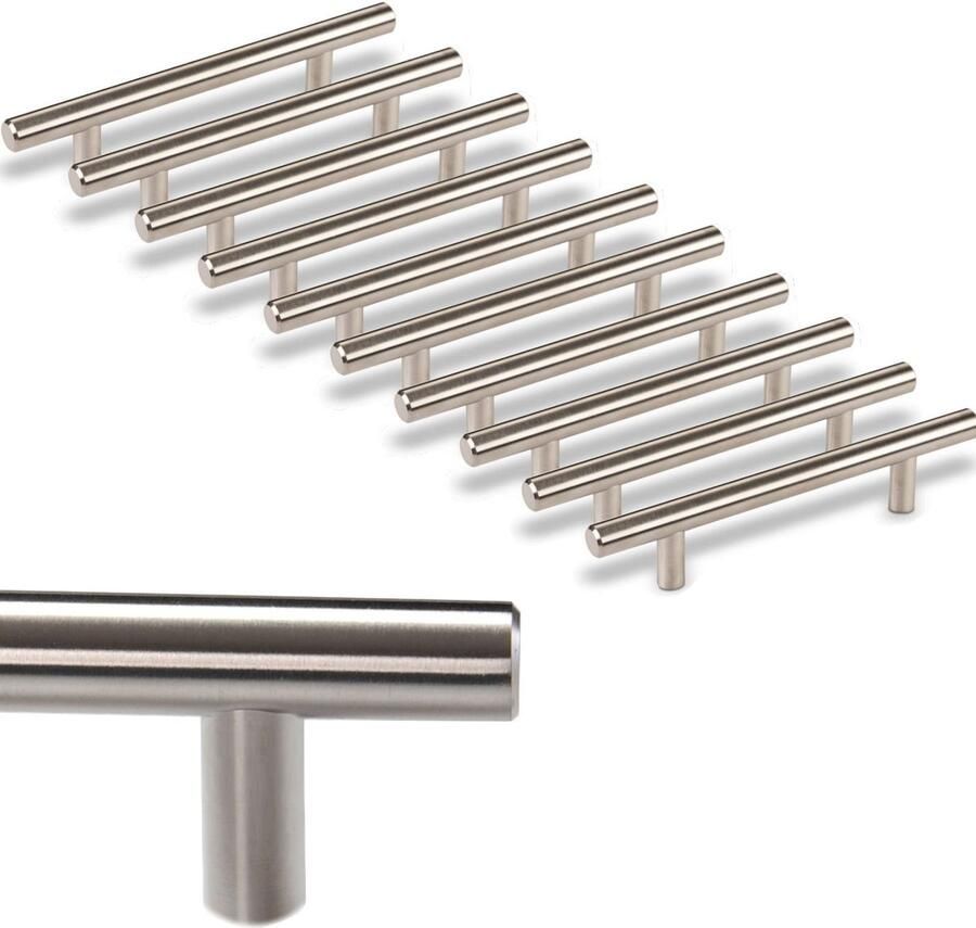 Sotech 10 x Meubelgreep G17 Boorgatafstand 96 mm geborsteld Stanghandgreep relinggreep van