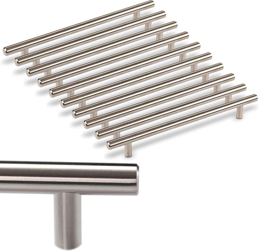 Sotech 10 x Meubelgreep G6 echt massief roestvrij staal Ø 12 mm BA 192 mm spijlgrepen leuninggrepen