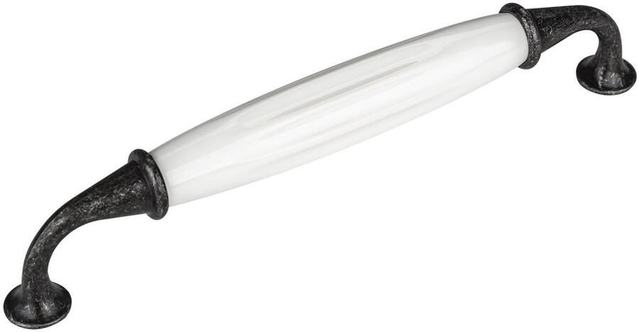 Sotech 2 x Meubelgreep JOHANNA Boorgatafstand 160 mm Antiek-zilver-wit Porseleingreep van