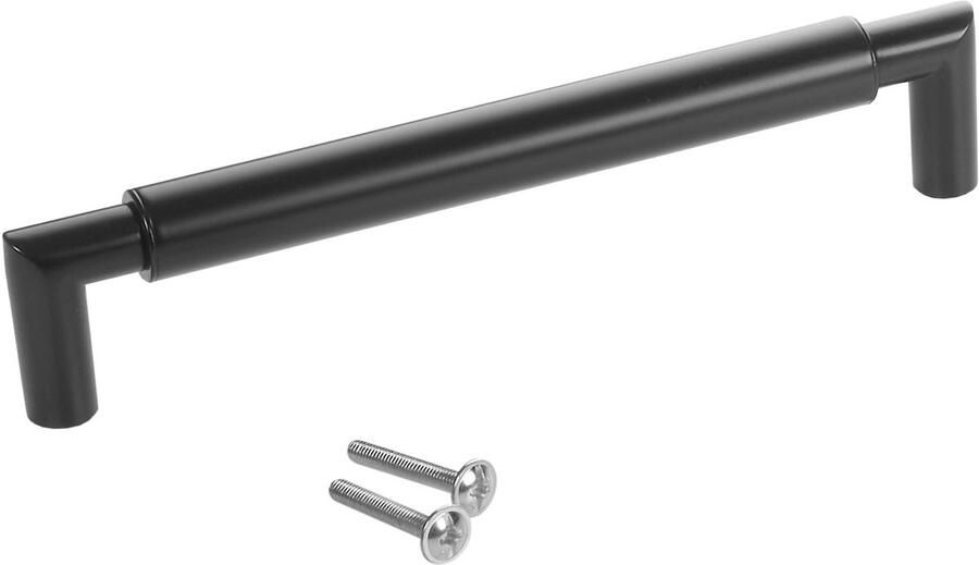 Sotech 10 x meubelgreep keukengreep E9 echt roestvrij staal zwart mat BA 160 mm Ø 16 mm met metalen sokkels