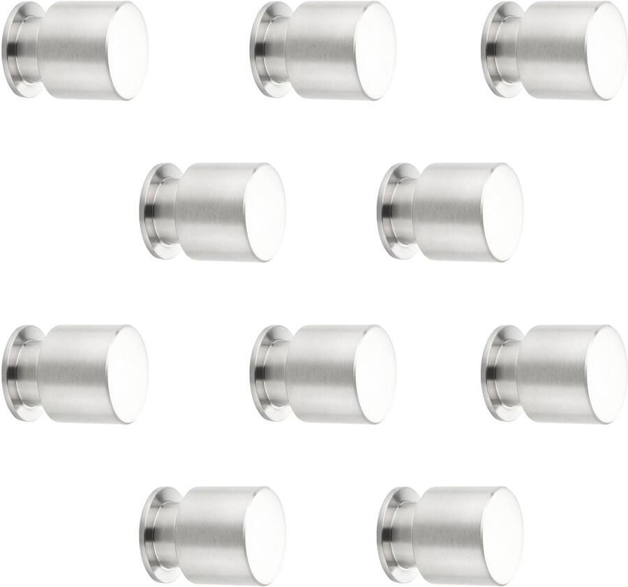 Sotech 10 x Meubelknop BIRMINGHAM Ø 20 mm Roestvrij staal geborsteld Roestvrij stalen knop van
