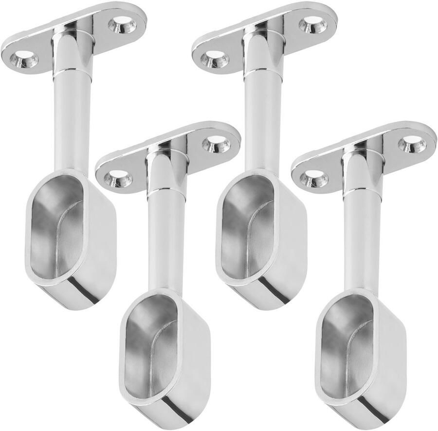 Sotech 2 paar (4 stuks) Garderobestanghouder eindstuk voor 2 ovale garderobestangen (30 x 15 mm) Gepolijst chroom in hoogte verstelbaar 84 112 mm