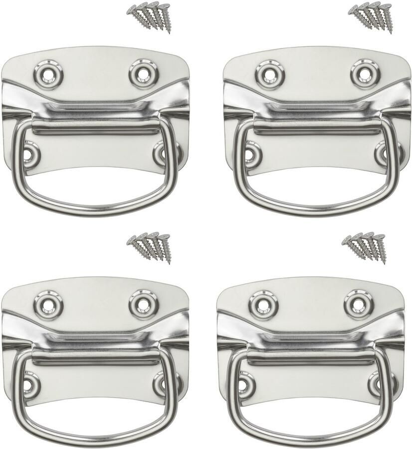 Sotech 2 paar kistgrepen (100 x 70 mm roestvrij staal SS201) Opvouwbare schuifdeurgrepen voor het vastschroeven incl. bevestigingsmateriaal