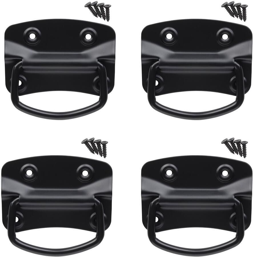 Sotech 2 paar kistgrepen (100 x 70 mm roestvrij staal SS201 zwart) Opvouwbare ladegrepen voor het vastschroeven incl. bevestigingsmateriaal