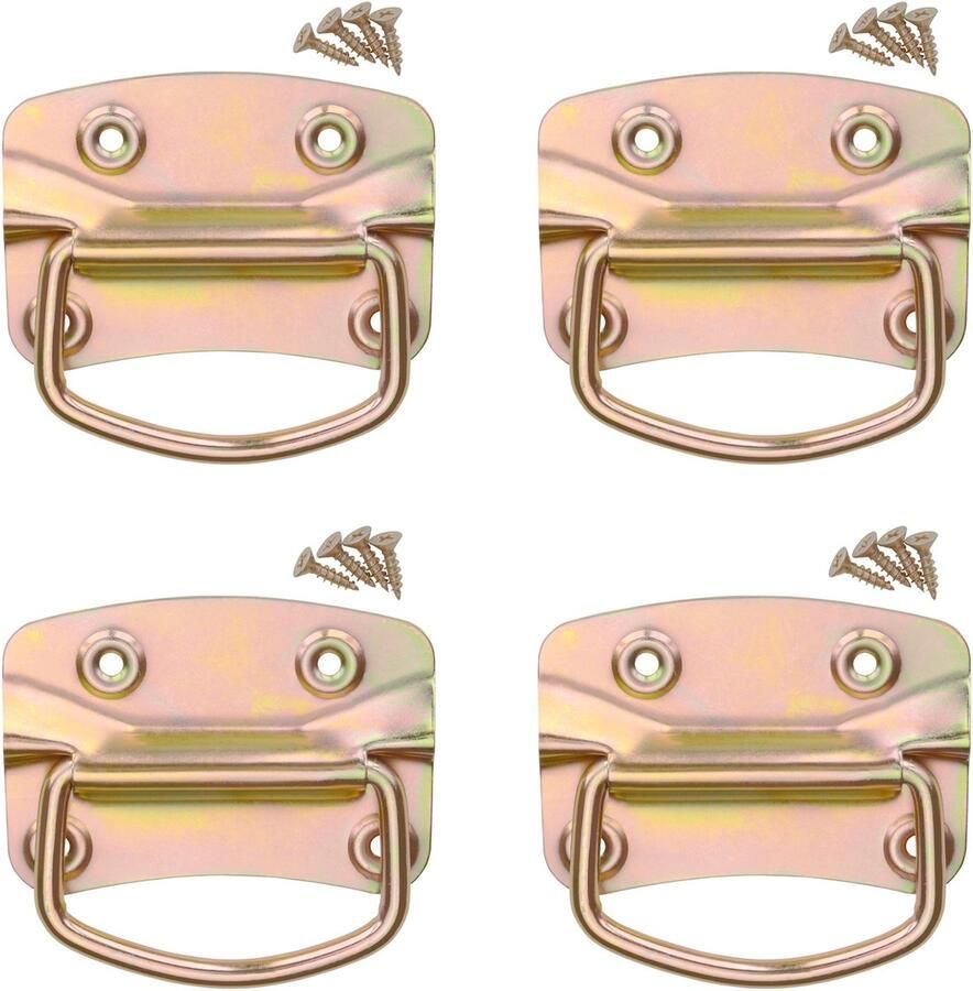 Sotech 2 paar kistgrepen (100 x 70 mm staal geel verzinkt) Opklapbare kistgrepen om op te schroeven incl. bevestigingsmateriaal