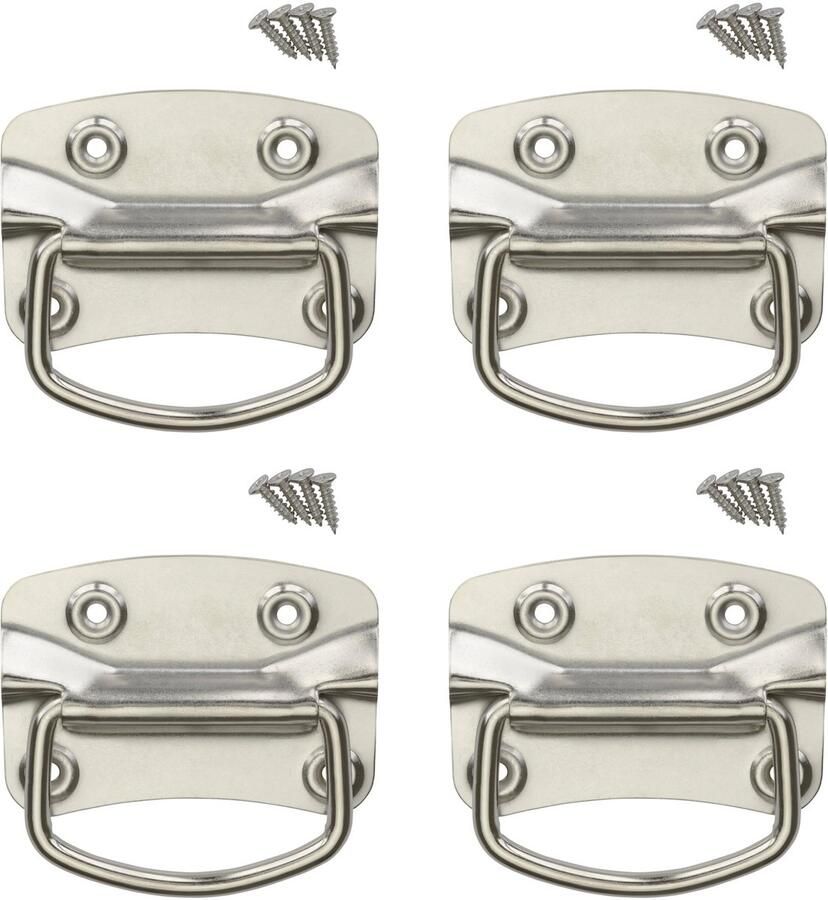 Sotech 2 paar kistgrepen (100 x 70 mm staal zilver vernikkeld) vouwgrepen om op te schroeven incl. bevestigingsmateriaal