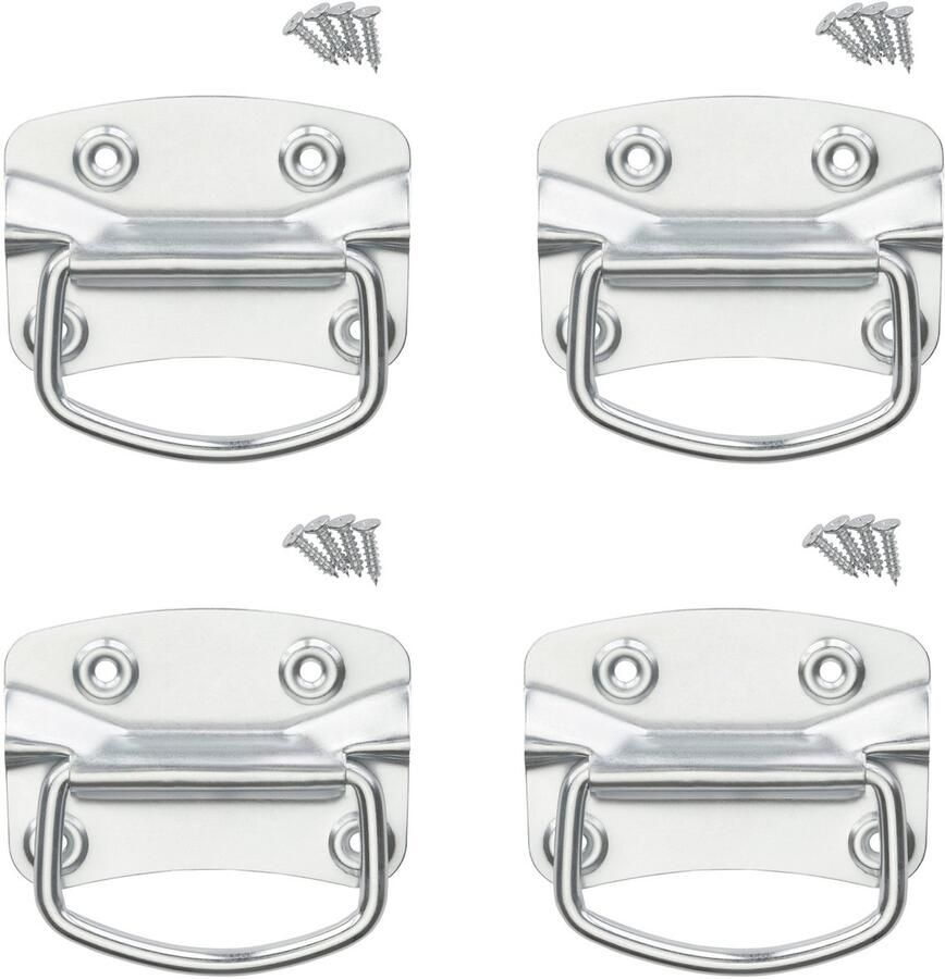 Sotech 2 paar kistgrepen (100 x 70 mm staal zilver verzinkt) Opvouwbare kistgrepen voor het vastschroeven incl. bevestigingsmateriaal